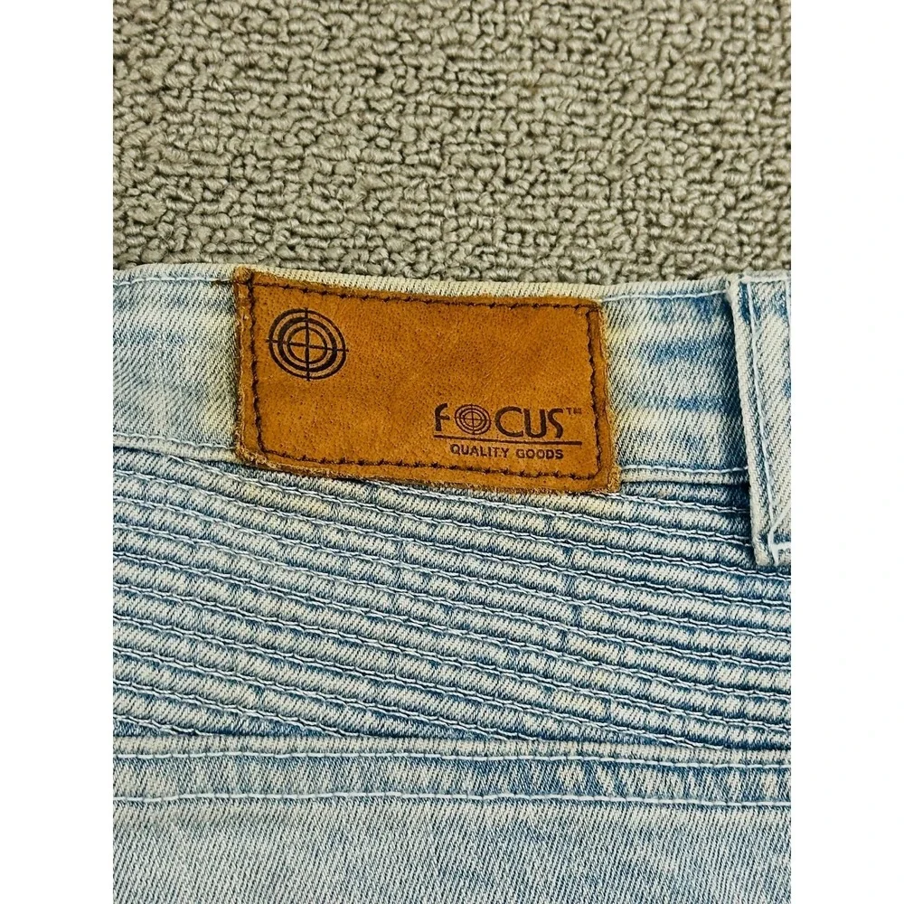 Focus Jeans Men 44 Blue Slim Biker Moto Distressed‎ Patched Biker Moto Hip Hop